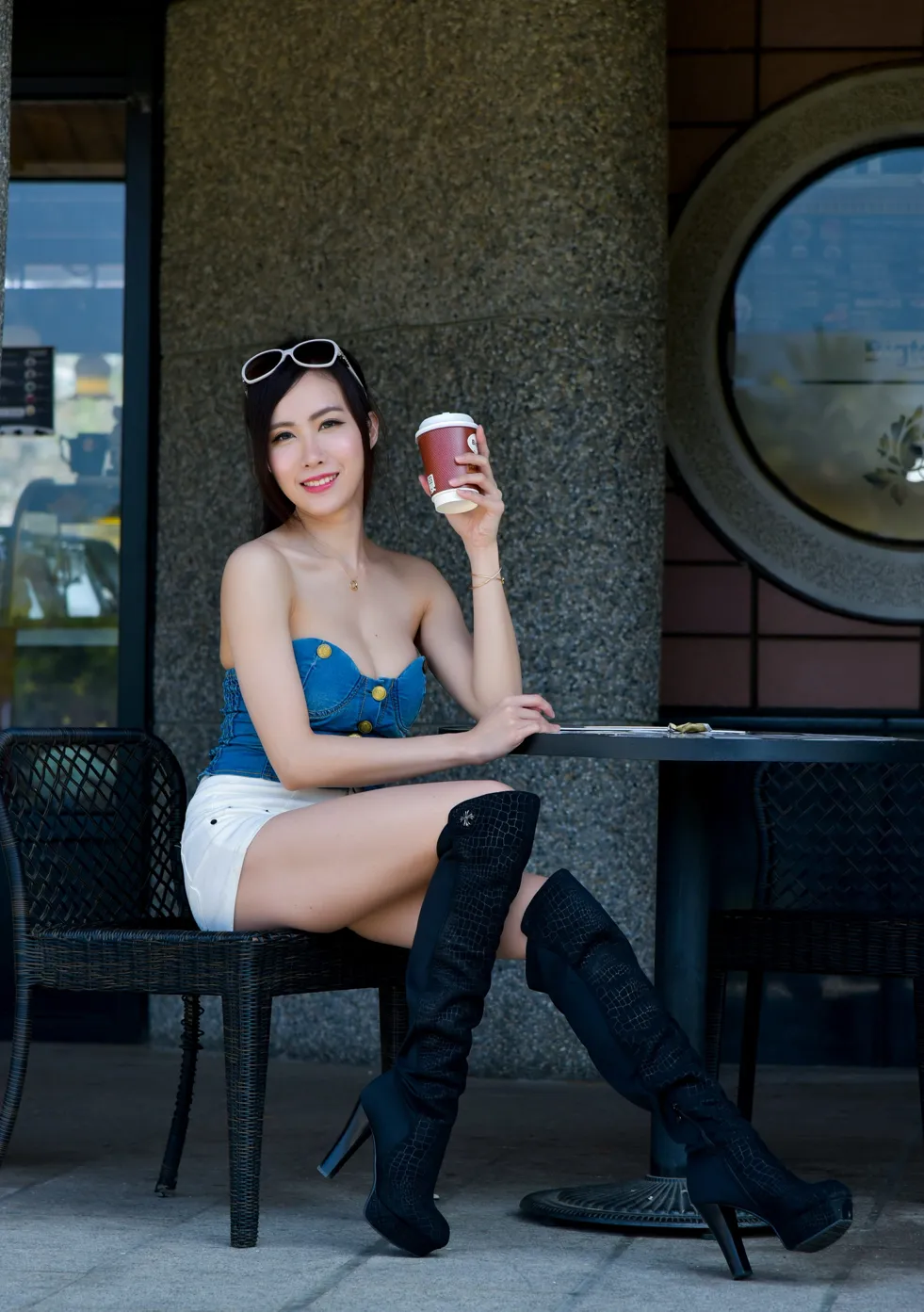 [Mzsock] NO.181 Yanxi off-shoulder shorts, boots and beautiful legs street photography#[71P]-66